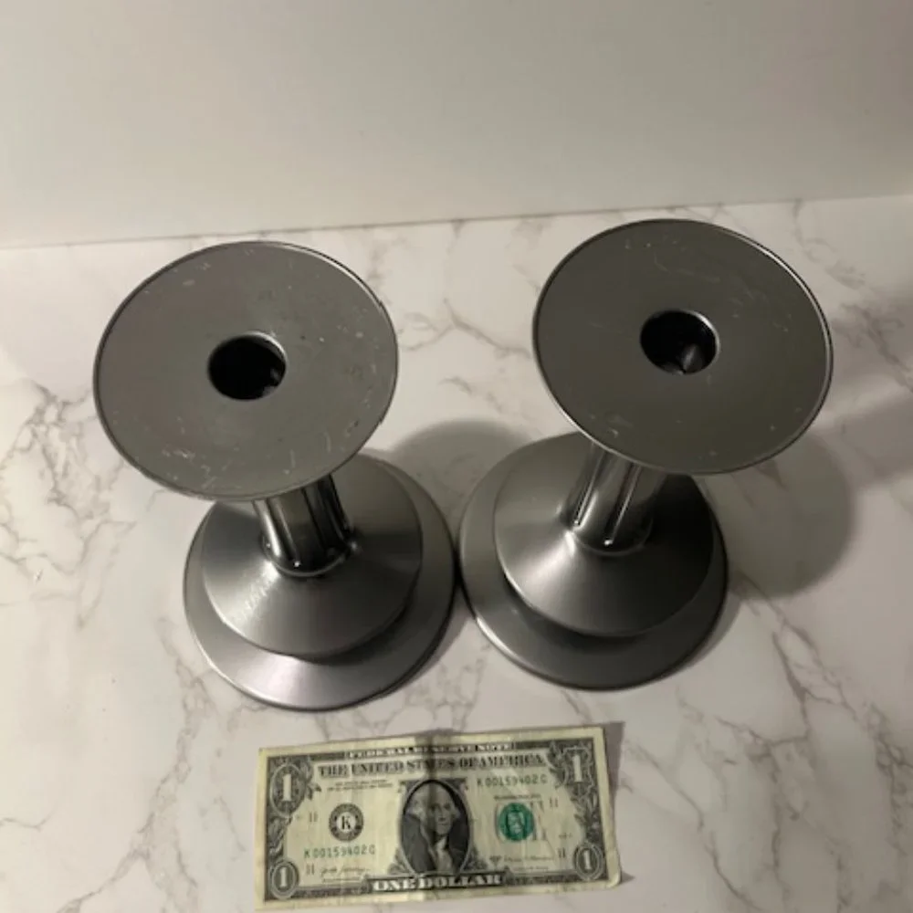 IKEA Silver Metal Candle Holders